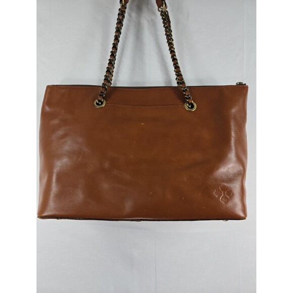Patricia Nash Belle Leather Tote Brown Leather Chain Straps Shoulder Bag Purse - Picture 2 of 12